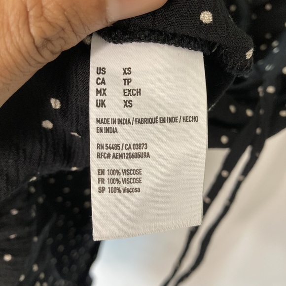 AEO Women's Black Poker Dot Pattern Wrap Mini Dress Size XS - Picture 11 of 13